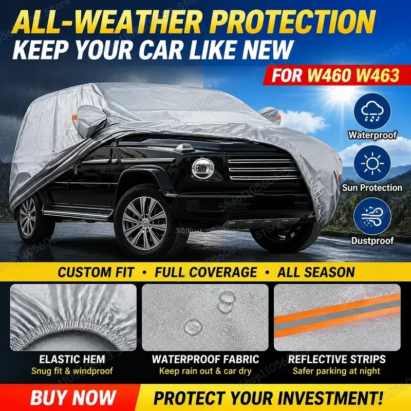 For Mercedes Benz G Class W460 W463 210T Car Cover Outdoor All Weather UV Sun Rain Snow Dust Protection Waterproof Breathable
For Mercedes Benz G Class W460 W463 210T Car Cover Outdoor All Weather UV Sun Rain Snow Dust Protection Waterproof Breathable