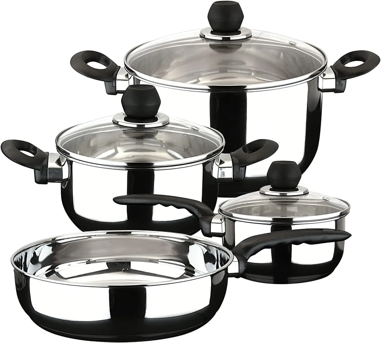Stainless Steel Cookware Set 7 Pieces Stockpot Stew pot Saucepan Compatible Stovetops Including INDUCTION Dishwasher safe
Stainless Steel Cookware Set 7 Pieces Stockpot Stew pot Saucepan Compatible Stovetops Including INDUCTION Dishwasher safe
