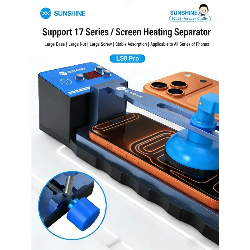 SUNSHINE LS6 pro Universal Heated Mobile Phone LCD Screen Separator Tool All-in-One Screen Separation Fixture for Repair
SUNSHINE LS6 pro Universal Heated Mobile Phone LCD Screen Separator Tool All-in-One Screen Separation Fixture for Repair