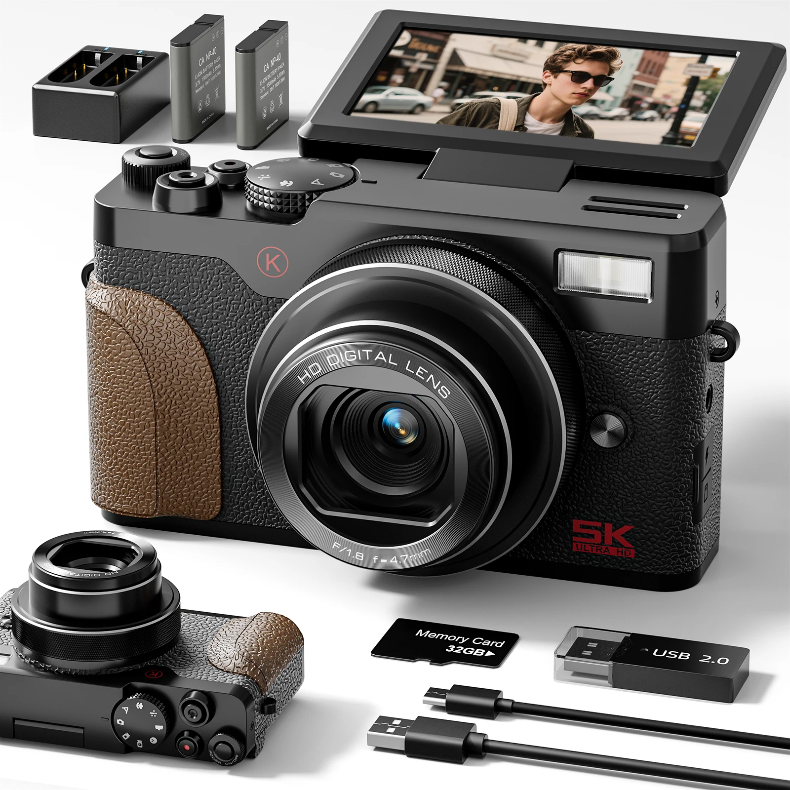 NBD K100C Digital Camera 5K&64MP Warehouse Fast Shipping 18X Zoom Flip Screen Retro Vlogging Compact Camera Gift for Girls
NBD K100C Digital Camera 5K&64MP Warehouse Fast Shipping 18X Zoom Flip Screen Retro Vlogging Compact Camera Gift for Girls