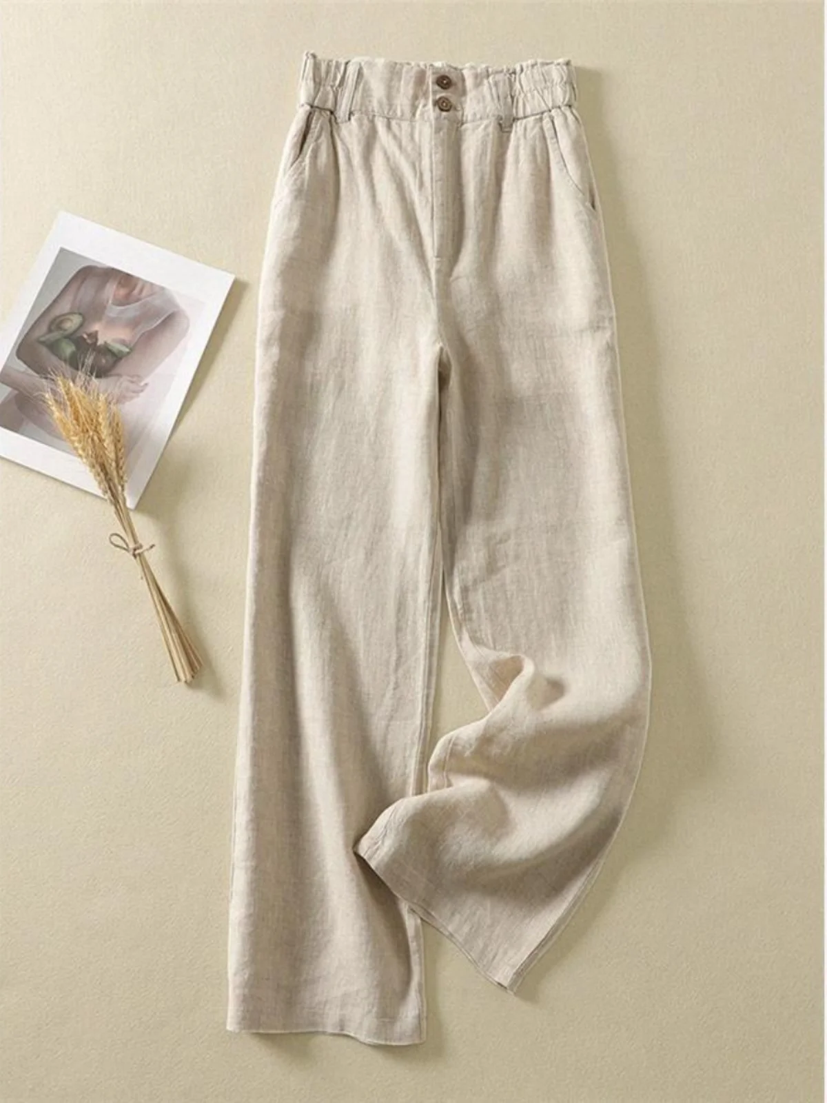 High Waist Linen Wide Leg Pants Women Casual Cotton Linen Straight Cut Long Trousers Summer Season Pear Shape Body Type
High Waist Linen Wide Leg Pants Women Casual Cotton Linen Straight Cut Long Trousers Summer Season Pear Shape Body Type