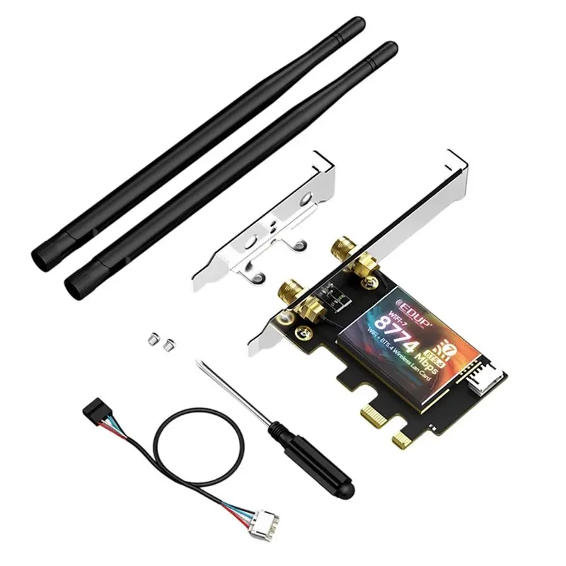 EDUP BE200 Wifi 7 Pcie Network Card 8774Mbps Tri-Band 2.4/5/6Ghz WPA Support Bluetooth 5.4 For Stable High-Speed Connection
EDUP BE200 Wifi 7 Pcie Network Card 8774Mbps Tri-Band 2.4/5/6Ghz WPA Support Bluetooth 5.4 For Stable High-Speed Connection