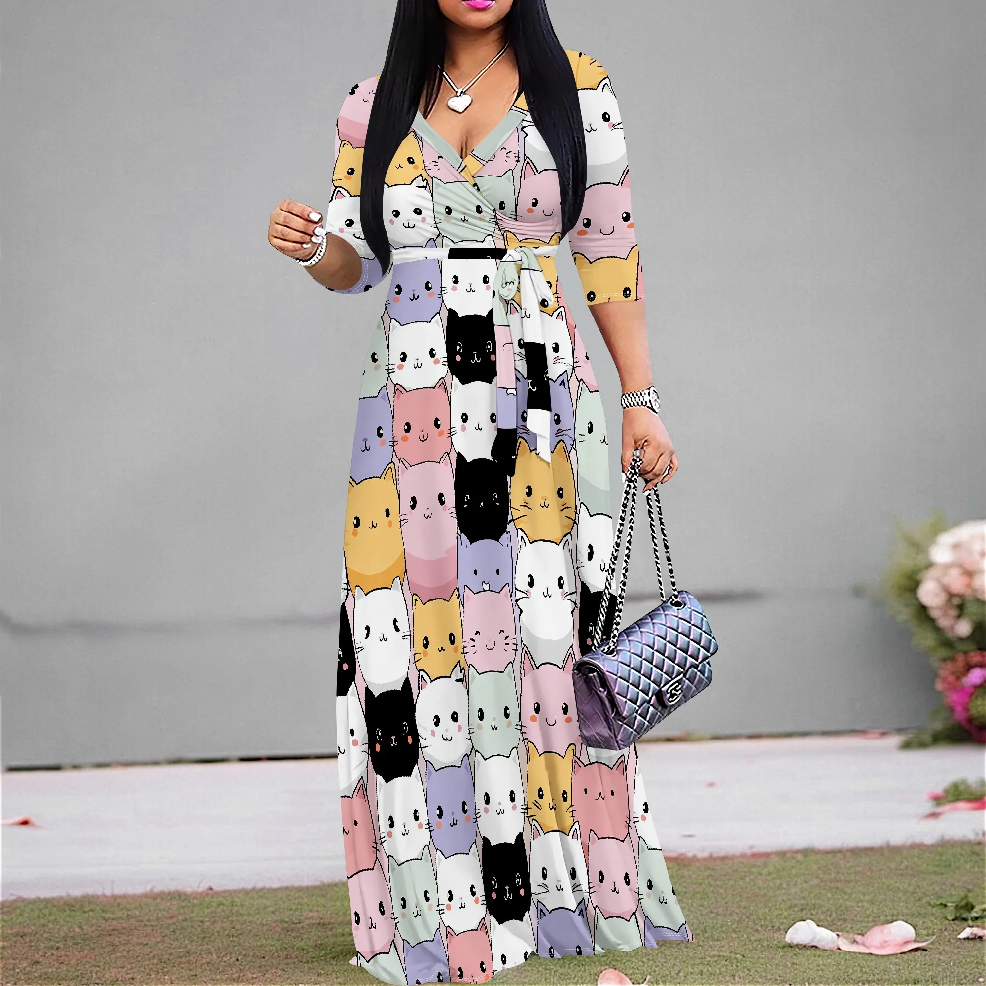 Kawaii Cat Print Maxi Dress S-3XL – Cute Cartoon Animal Face Dress for Cat Lovers
Kawaii Cat Print Maxi Dress S-3XL – Cute Cartoon Animal Face Dress for Cat Lovers