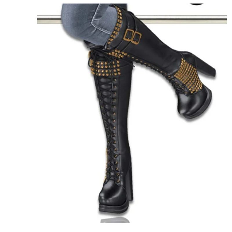 Black Rivet Knee High Platform Boots Chunky Heel Pointed Toe Fashion Sexy 2026 Winter Big Size Woman Shoes Zapatillas Mujer
Black Rivet Knee High Platform Boots Chunky Heel Pointed Toe Fashion Sexy 2026 Winter Big Size Woman Shoes Zapatillas Mujer