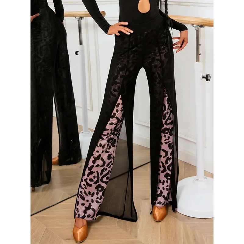 New Latin Dance Pants Women High Waist 2-layer Mesh Wide Leg Black/leopard Latin Practice Trousers Cha Cha Ballroom Dance Cl@0Z*
New Latin Dance Pants Women High Waist 2-layer Mesh Wide Leg Black/leopard Latin Practice Trousers Cha Cha Ballroom Dance Cl@0Z*