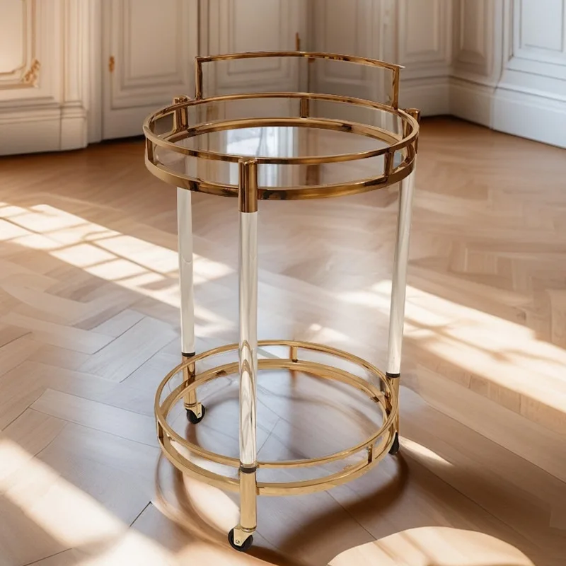 Cross-border light luxury European dining car Movable side wine cabinet Round stainless steel trolley Hotel pastry tea cart
Cross-border light luxury European dining car Movable side wine cabinet Round stainless steel trolley Hotel pastry tea cart