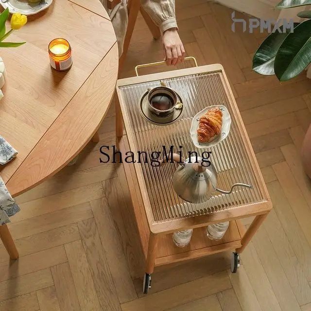 SM solid wood sofa side few small apartment living room glass coffee table movable trolley with wheels
SM solid wood sofa side few small apartment living room glass coffee table movable trolley with wheels