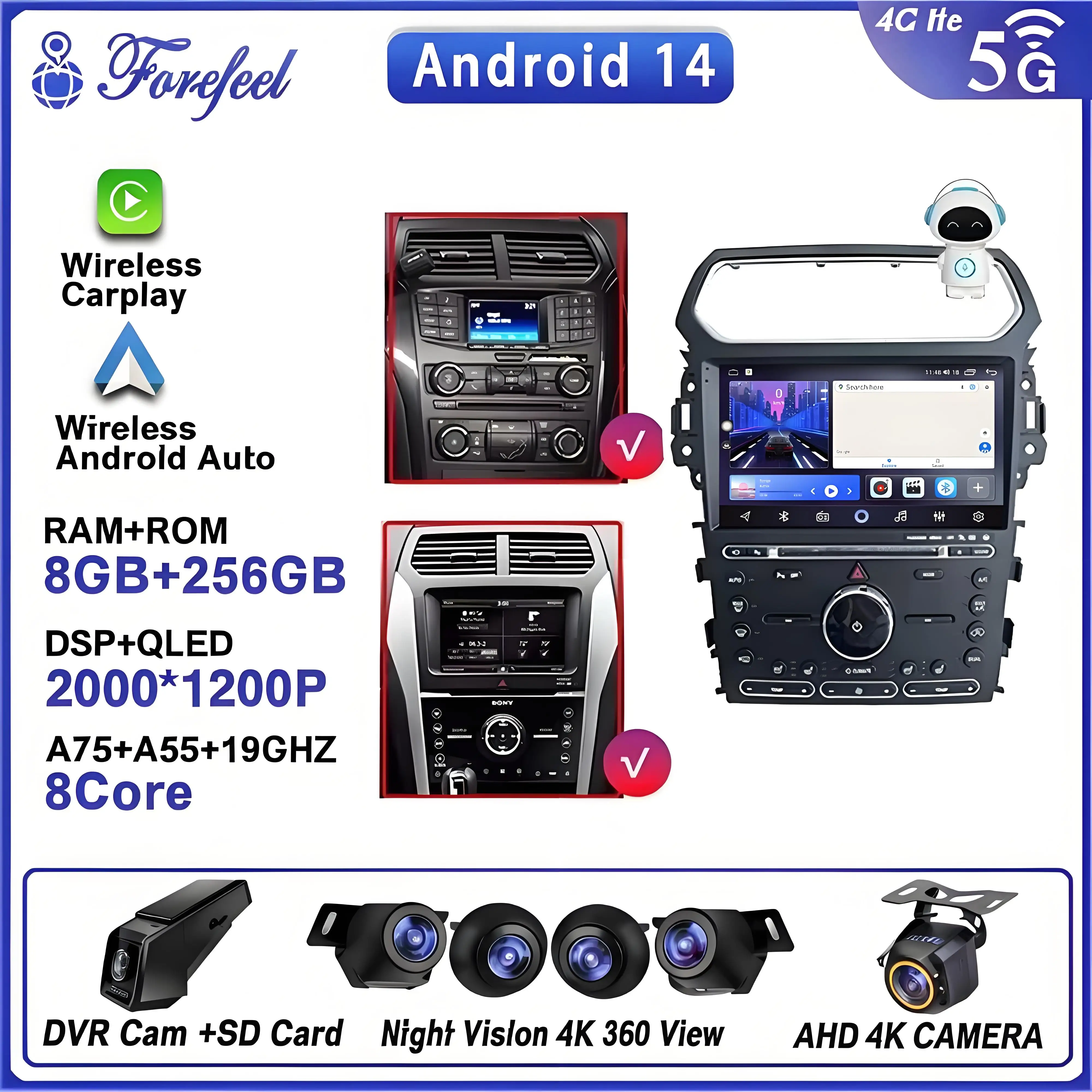 Android 14 для Ford Explorer 5 2011-2019, радио, стерео, мультимедийный экран, автомобильный плеер, GPS-навигация, без 2DIN, головное устройство Carplay
Android 14 для Ford Explorer 5 2011-2019, радио, стерео, мультимедийный экран, автомобильный плеер, GPS-навигация, без 2DIN, головное устройство Carplay