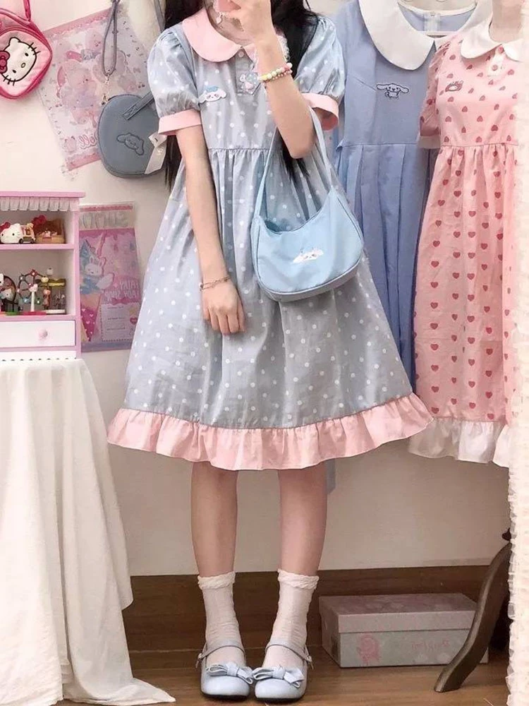 Summer Women Peter Pan Collar A-Line Dress Sweet Cute Kawaii Dresses Ladies Korean Casual Loose Patchwork Vestidos Female
Summer Women Peter Pan Collar A-Line Dress Sweet Cute Kawaii Dresses Ladies Korean Casual Loose Patchwork Vestidos Female