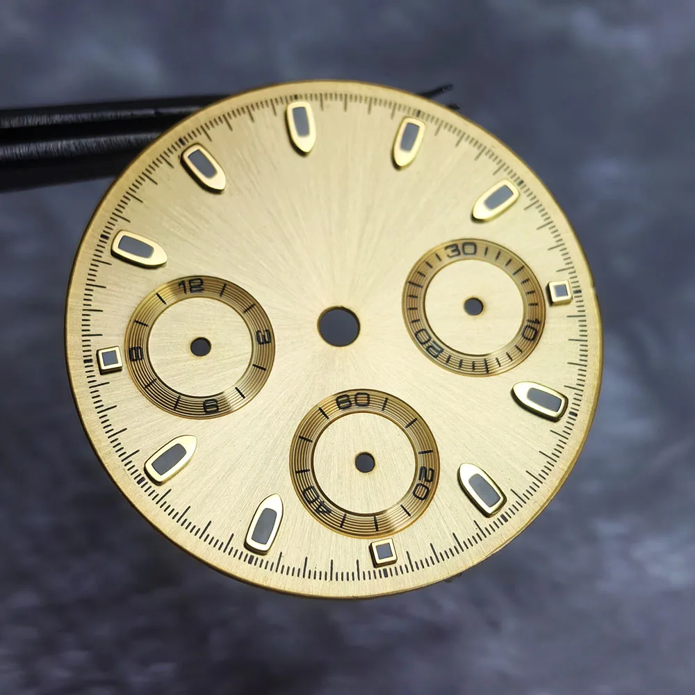 29MM Gold Dial VK63 Quartz Movement Dial Chronograph Dial Night Light Dial 6 Pointer Watch Parts For 40MM Case
29MM Gold Dial VK63 Quartz Movement Dial Chronograph Dial Night Light Dial 6 Pointer Watch Parts For 40MM Case