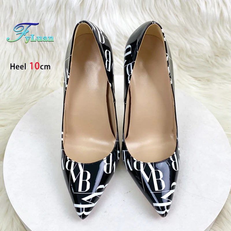 Elegant Single Shoes Women 8CM 10CM 12CM Black Leather Stiletto Pumps Designer Fashion Letter Graffiti Pointy Party High Heels
Elegant Single Shoes Women 8CM 10CM 12CM Black Leather Stiletto Pumps Designer Fashion Letter Graffiti Pointy Party High Heels