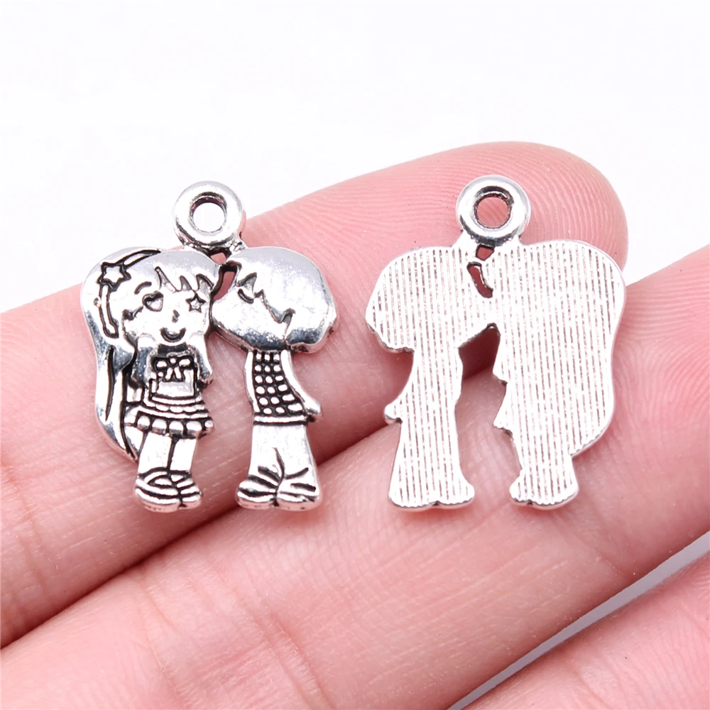 Wholesale 100pcs/bag Charms Wholesale 22x17mm Couple Charms Wholesale DIY Jewelry Findings Antique Silver Color Alloy Charms
Wholesale 100pcs/bag Charms Wholesale 22x17mm Couple Charms Wholesale DIY Jewelry Findings Antique Silver Color Alloy Charms