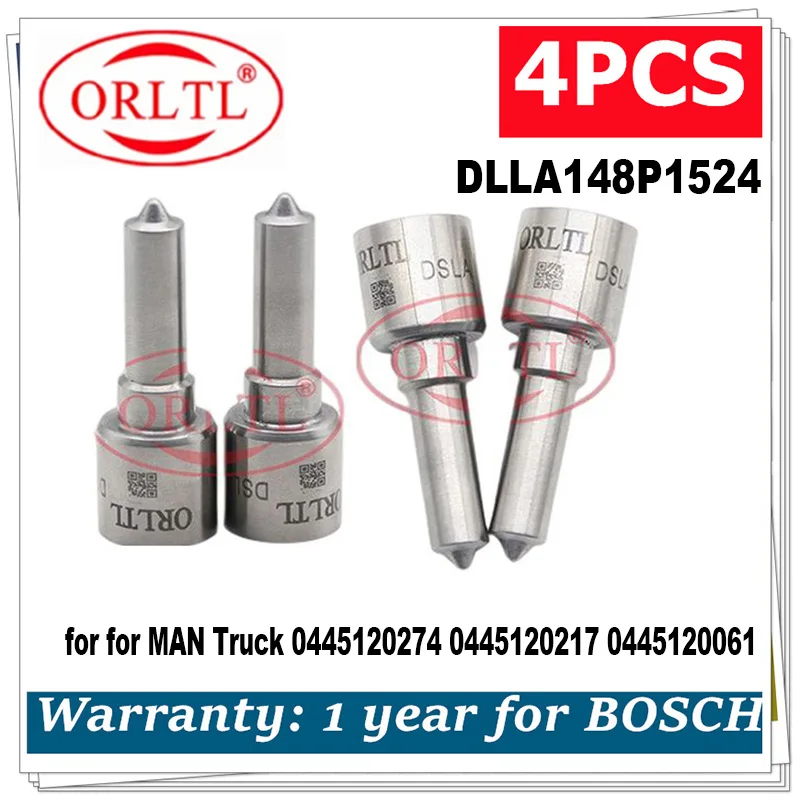 Nozzle DLLA148P1524 for MAN Truck 0445120274 0445120217 0445120061 Diesel Fuel Injector Nozzle 4pcs
Nozzle DLLA148P1524 for MAN Truck 0445120274 0445120217 0445120061 Diesel Fuel Injector Nozzle 4pcs