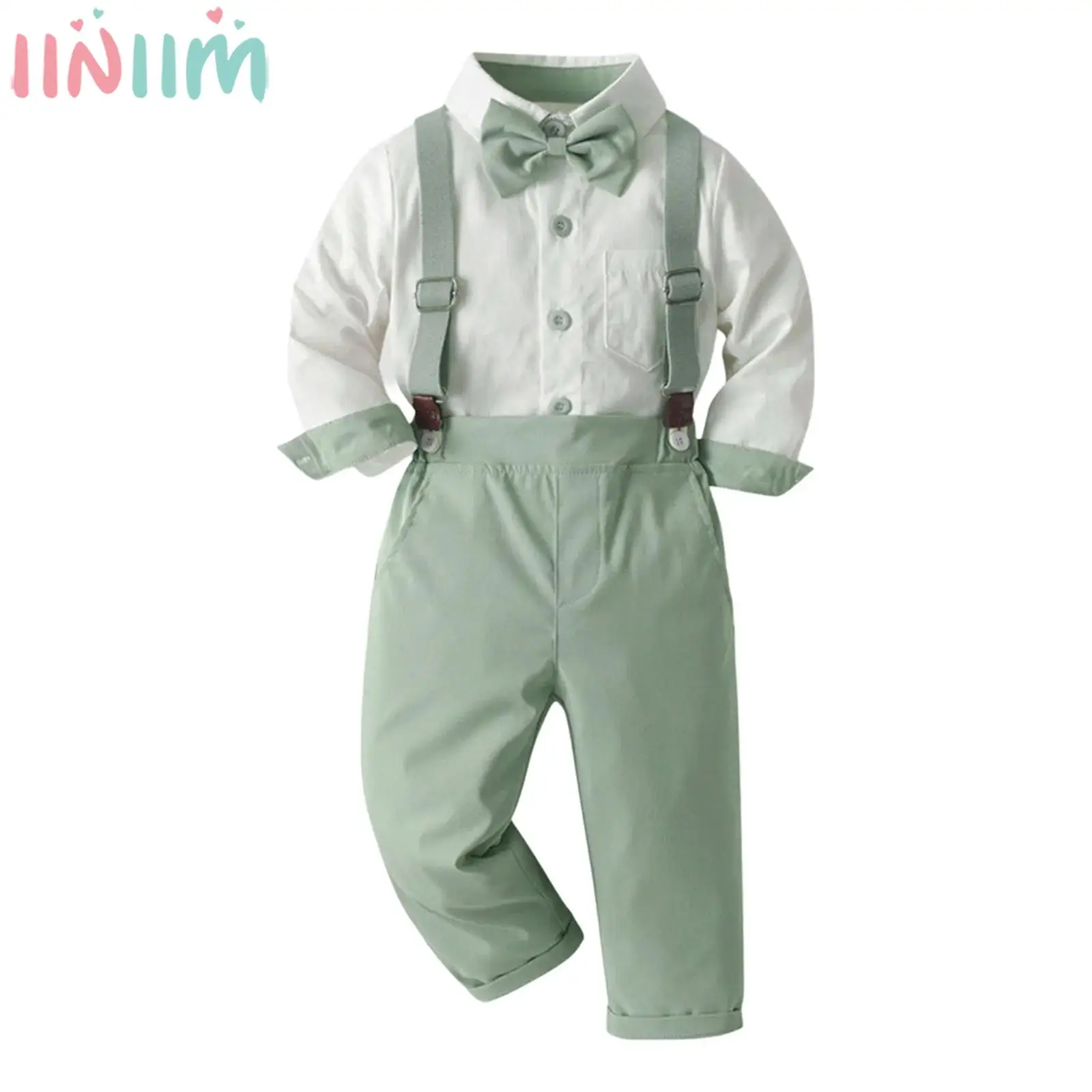 Baby Kids Boys Formal Gentleman Outfit Long Sleeve Bowtie Shirt with Suspender Pants Baptism Birthday Party Wedding Costume Set
Baby Kids Boys Formal Gentleman Outfit Long Sleeve Bowtie Shirt with Suspender Pants Baptism Birthday Party Wedding Costume Set