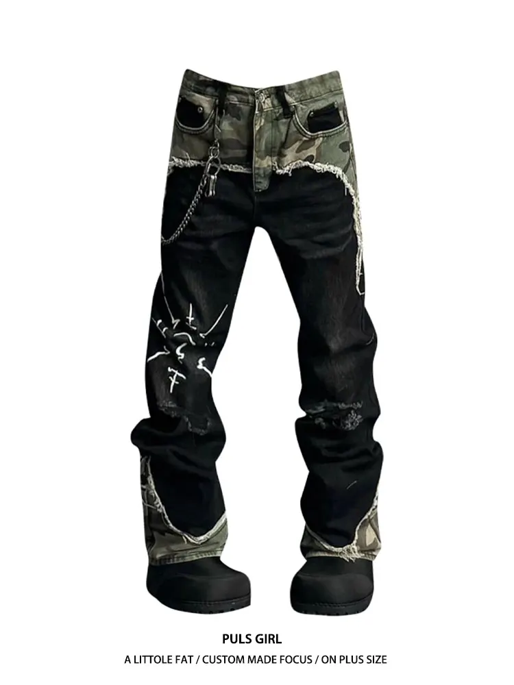 Large Size American Street Style Washed Camouflage Denim Pants Women's Loose Casual Draped Floor-Length Trousers
Large Size American Street Style Washed Camouflage Denim Pants Women's Loose Casual Draped Floor-Length Trousers