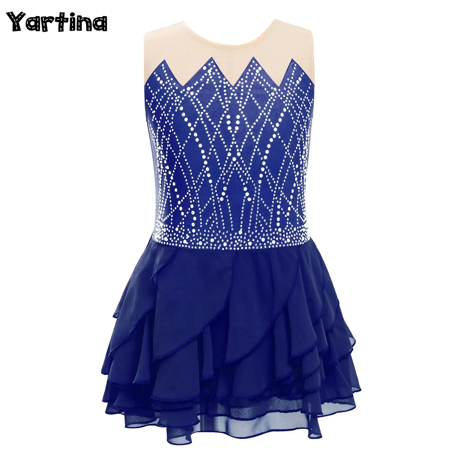 Kids Girls Rhythm Gymnastics Figure Skating Ballet Lyrical Dance Costume Shiny Rhinestones Tiered Ruffled Skirted Leotards Dress 
Kids Girls Rhythm Gymnastics Figure Skating Ballet Lyrical Dance Costume Shiny Rhinestones Tiered Ruffled Skirted Leotards Dress