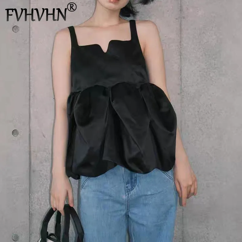 FVHVHN Fashion Women's Black Backless Tank Tops Versatile Casual Holiday Puff Camisole Vest Female Trendy 2025 Summer 1A92
FVHVHN Fashion Women's Black Backless Tank Tops Versatile Casual Holiday Puff Camisole Vest Female Trendy 2025 Summer 1A92