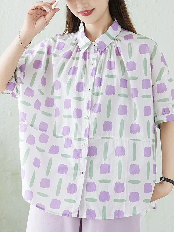 Authentic Tulip Print Casual Short Sleeve Shirt Women's Loose Fit Slimming Cotton Blend Top Comfortable Breathable Summer Fas...
Authentic Tulip Print Casual Short Sleeve Shirt Women's Loose Fit Slimming Cotton Blend Top Comfortable Breathable Summer Fas...