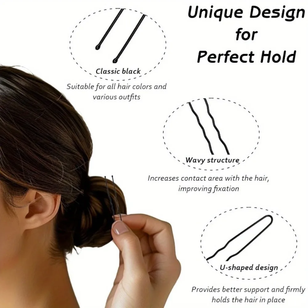 1 pack of durable U-shaped hairpins, suitable for women with thick hair, classic black styling hairpins, ideal for buns
1 pack of durable U-shaped hairpins, suitable for women with thick hair, classic black styling hairpins, ideal for buns