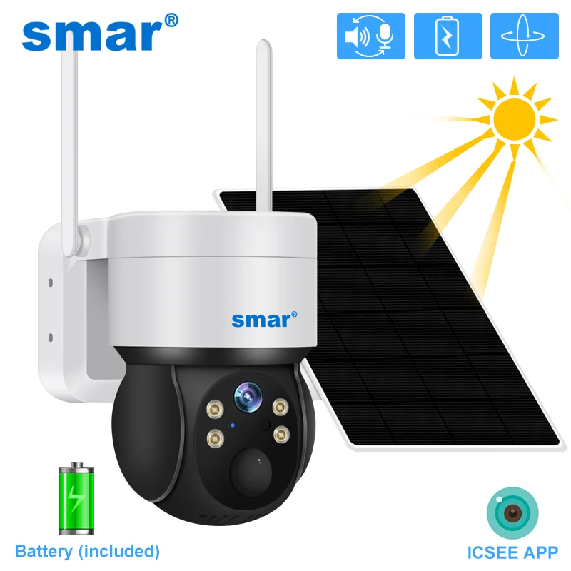 Smar 1080P Wifi Solar Camera Outdoor Night Vision Video Surveillance Solar Panel Rechargeable Battery 2MP IP PTZ Camera
Smar 1080P Wifi Solar Camera Outdoor Night Vision Video Surveillance Solar Panel Rechargeable Battery 2MP IP PTZ Camera