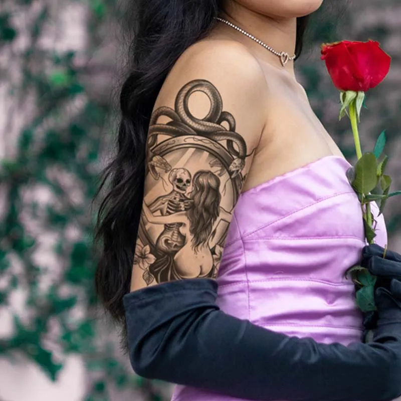 Long-lasting waterproof temporary tattoo stickers simulated non-reflective skull mirror pattern girls arm fake tattoo
Long-lasting waterproof temporary tattoo stickers simulated non-reflective skull mirror pattern girls arm fake tattoo