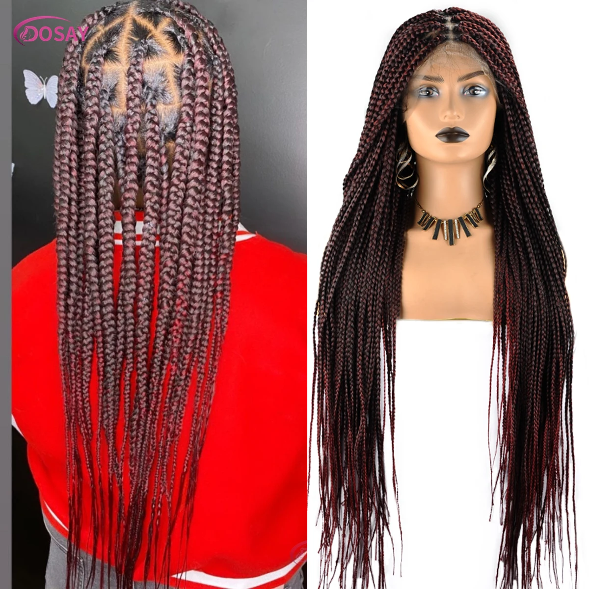 Burgundy Cornrow Twisted Braided Full Lace Frontal Wig For Black Women Box Braided Lace Front Wig Goddess Braid Synthetic Wigs
Burgundy Cornrow Twisted Braided Full Lace Frontal Wig For Black Women Box Braided Lace Front Wig Goddess Braid Synthetic Wigs