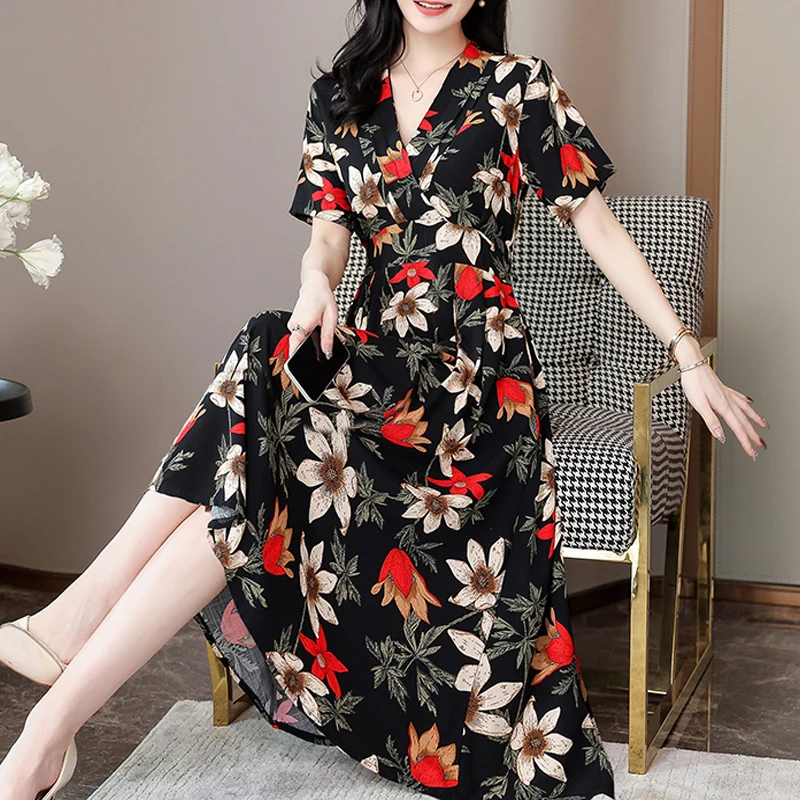 Vintage Dress 2023 Summer Loose Dresses Elegant Dress Print XL-5XL Short Sleeve O-neck Women Casual Plus Size
Vintage Dress 2023 Summer Loose Dresses Elegant Dress Print XL-5XL Short Sleeve O-neck Women Casual Plus Size