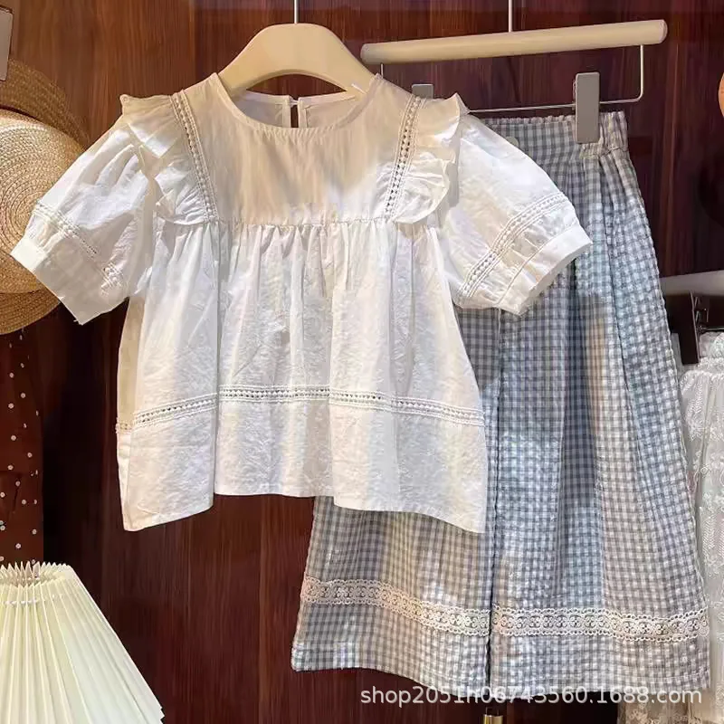 Shirt Checkered Pants Set Spring and Summer New Korean Fashion All-match Cute Lace Doll Shirt Plaid Casual Pants 2 Piece Set
Shirt Checkered Pants Set Spring and Summer New Korean Fashion All-match Cute Lace Doll Shirt Plaid Casual Pants 2 Piece Set