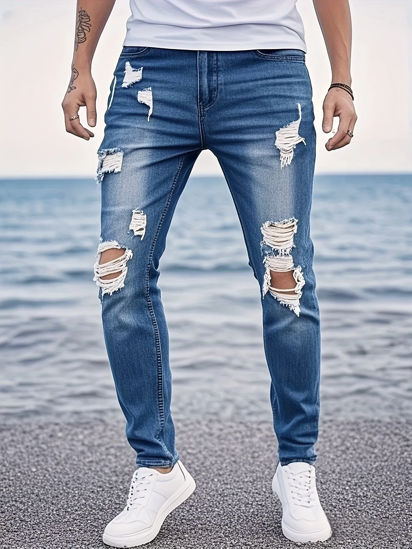 Slim Fit Jeans Men Sky Blue Fashion Slim Jeans Exquisite washed whisker and frayed ripped details Versatile mid waist design all season wear Durable trendy pants for shopping, dating, casual parties, short travels and urban men's daily dressing styles
Slim Fit Jeans Men Sky Blue Fashion Slim Jeans Exquisite washed whisker and frayed ripped details Versatile mid waist design all season wear Durable trendy pants for shopping, dating, casual parties, short travels and urban men's daily dressing styles