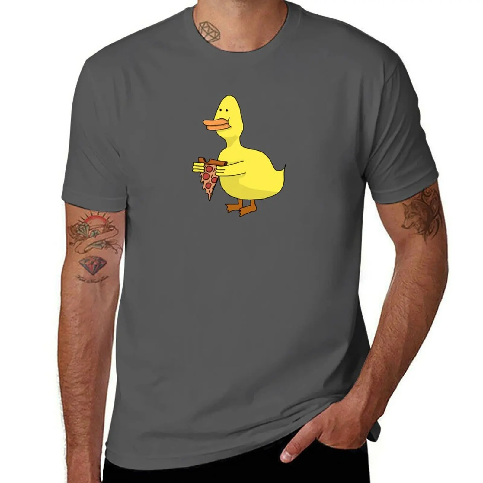 holding Duck slice of pizza a T-Shirt Fashion Graphic Tee for Men
holding Duck slice of pizza a T-Shirt Fashion Graphic Tee for Men