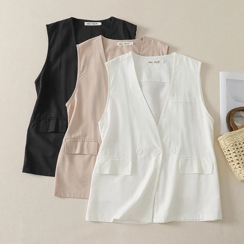 Casual Loose Thin Ladies' Artistic Vest Summer New Korean Style Top Polyester Material Regular Length Pure Color Fashion
Casual Loose Thin Ladies' Artistic Vest Summer New Korean Style Top Polyester Material Regular Length Pure Color Fashion