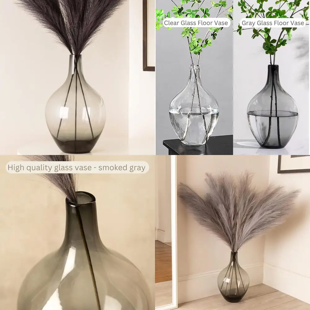 15 Tall Large Gray Glass Floor Vase, Smoked Black Decorative Demijohn
15 Tall Large Gray Glass Floor Vase, Smoked Black Decorative Demijohn