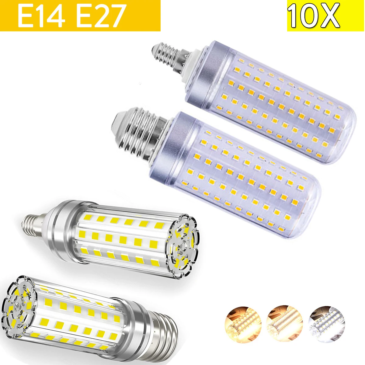 10X Led Corn Light Bulbs 60leds 90leds 174leds Lamps 12w-40w Pc/shell Lampada Lamp Tricolor Cool Warm Neutral White 360/beam Smd
10X Led Corn Light Bulbs 60leds 90leds 174leds Lamps 12w-40w Pc/shell Lampada Lamp Tricolor Cool Warm Neutral White 360/beam Smd