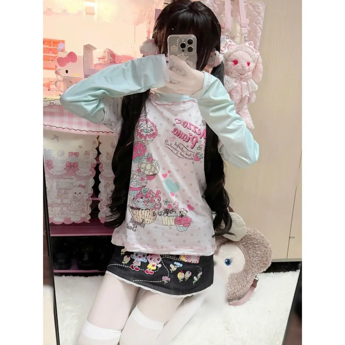 Japanese Mp Cute Cartoon Printed Long Sleeved T-shirt Autumn New Fake Two Pieces Sweet Girl Graphic T Shirts Fairycore Y2k Top
Japanese Mp Cute Cartoon Printed Long Sleeved T-shirt Autumn New Fake Two Pieces Sweet Girl Graphic T Shirts Fairycore Y2k Top