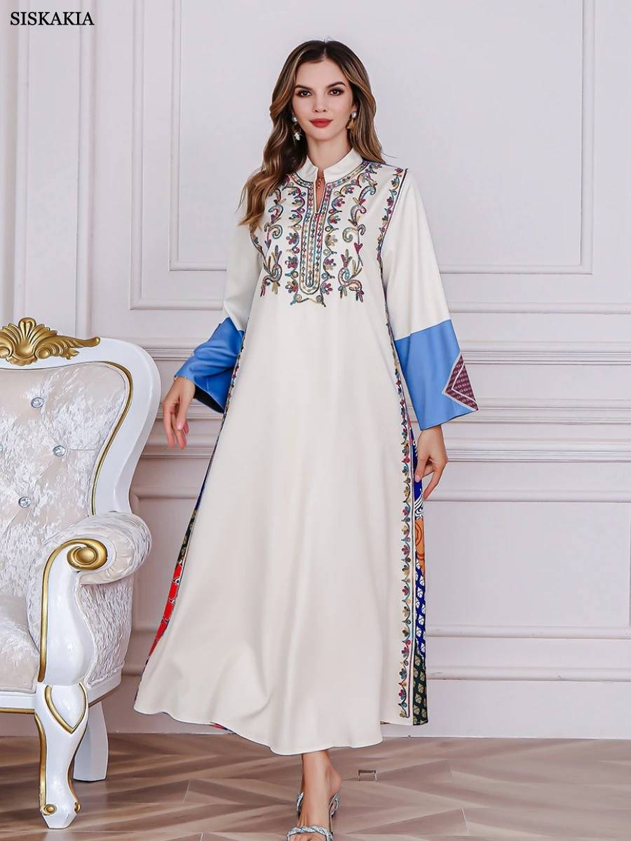Siskakia Muslim Fashion Embroidery Dress Dubai Elegant Floral Print Kaftans Moroccan Women Clothes
Siskakia Muslim Fashion Embroidery Dress Dubai Elegant Floral Print Kaftans Moroccan Women Clothes