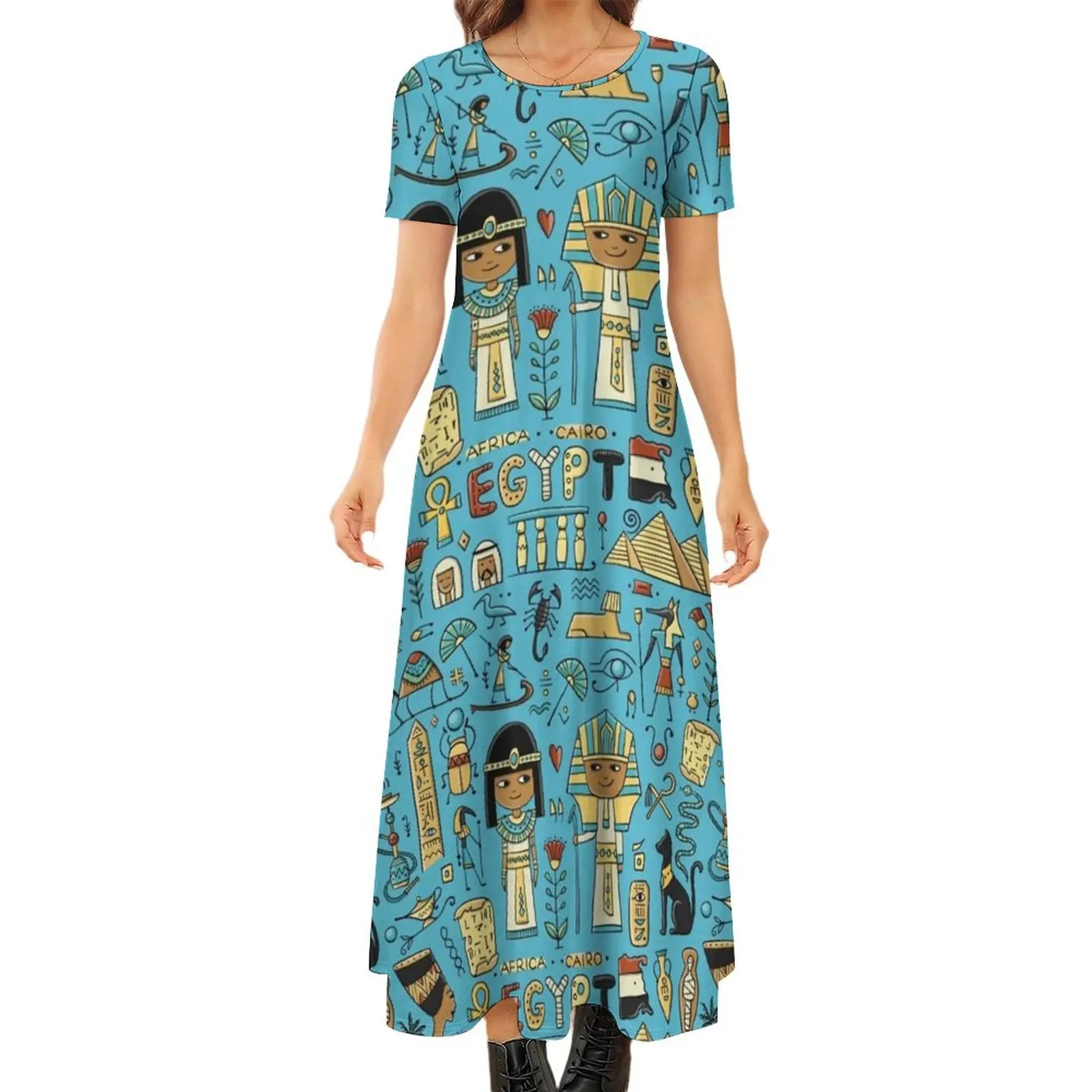 Travel to Egypt Round Neck Short Sleeve Dress elegant women"s sets Women"s summer dress fairy dress
Travel to Egypt Round Neck Short Sleeve Dress elegant women"s sets Women"s summer dress fairy dress