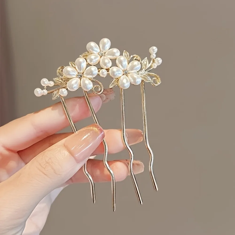 French Fashion Retro Bun Hair Accessories Elegant Pearl Flower Hair Combs Women Daily U-shaped Hairpin Female Alloy Hair Clasp
French Fashion Retro Bun Hair Accessories Elegant Pearl Flower Hair Combs Women Daily U-shaped Hairpin Female Alloy Hair Clasp