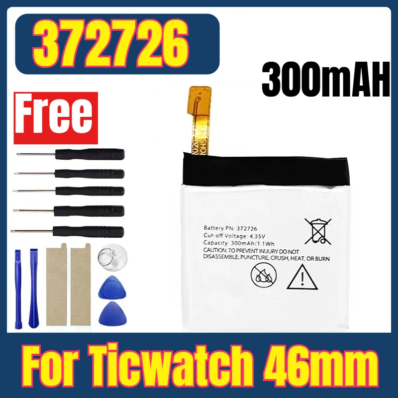 372726 300mAH Watches Batteries for Ticwatch 46mm + Free Tools
372726 300mAH Watches Batteries for Ticwatch 46mm + Free Tools