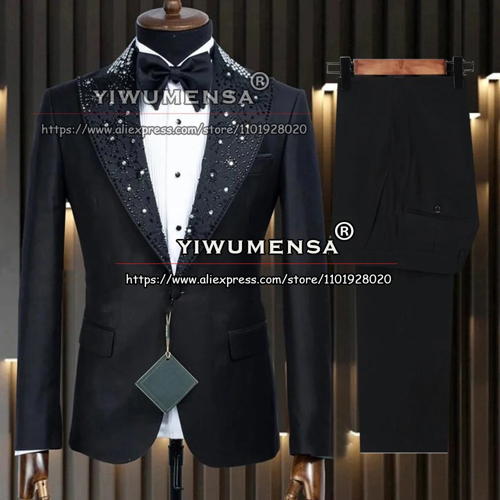 Men's Formal Party Dress Black Banquet Beaded Blazer With Pants 2 Pieces Business Fashion Groom Man Wedding Tuxedo Plus Size Set
Men's Formal Party Dress Black Banquet Beaded Blazer With Pants 2 Pieces Business Fashion Groom Man Wedding Tuxedo Plus Size Set