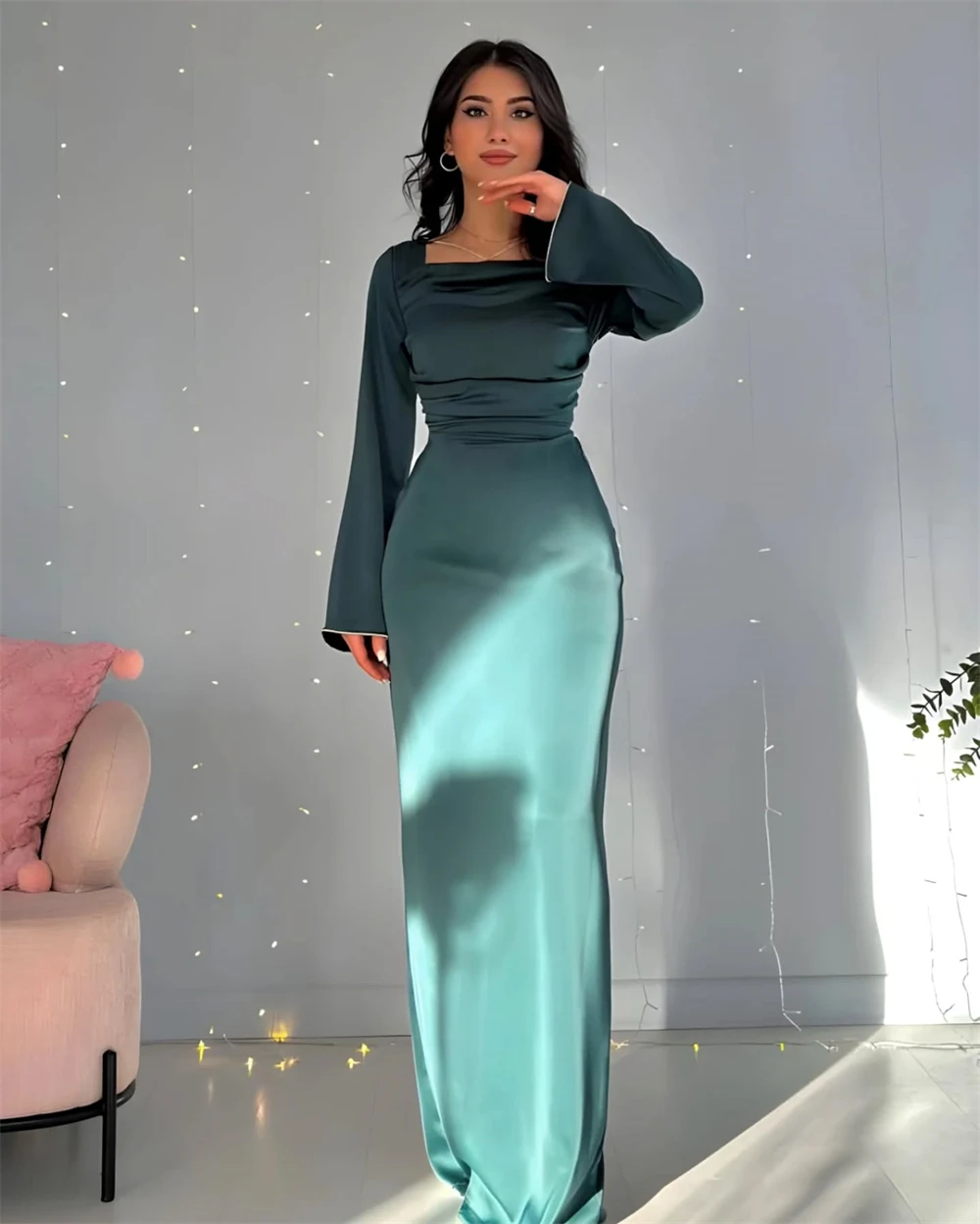 Customized Customized Mermaid Graceful Green Satin Evening Dress Formal Square Collar Long Sleeves Prom Dress Temperament Celeb
Customized Customized Mermaid Graceful Green Satin Evening Dress Formal Square Collar Long Sleeves Prom Dress Temperament Celeb