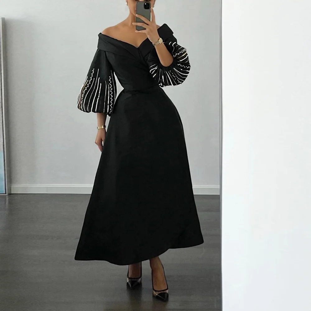 Mignon Satin A-line Off-the-shoulder Neckline Sequins Prom Gown Ankle-length Formal Elegant Evening Party Dress for Women 2023
Mignon Satin A-line Off-the-shoulder Neckline Sequins Prom Gown Ankle-length Formal Elegant Evening Party Dress for Women 2023
