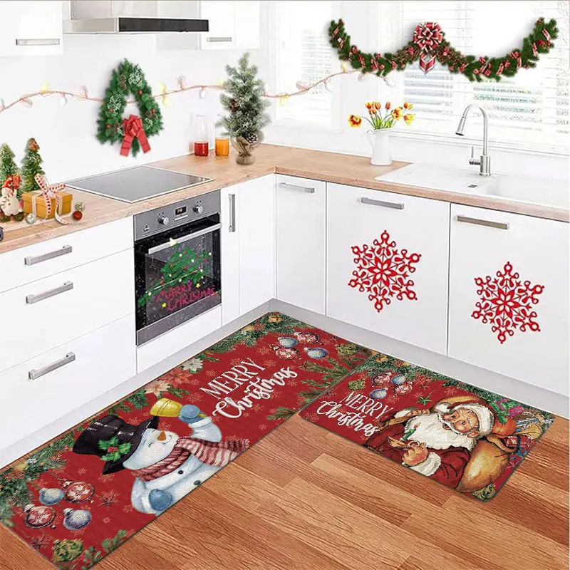 Christmas kitchen rug, made of flannel, soft and comfortable, washable, suitable for bedroom and dining room
Christmas kitchen rug, made of flannel, soft and comfortable, washable, suitable for bedroom and dining room