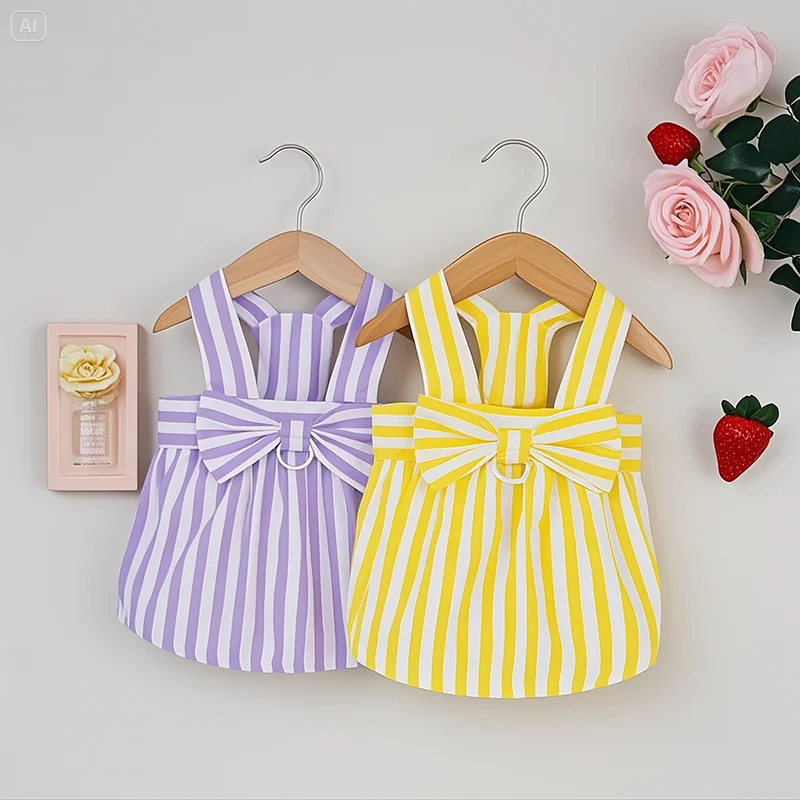 Pretty Bow Dog Dress Summer New Pet Halter Dress Puppy Striped Vest Teddy Leashable Clothing XS-XLCool and Comfortable Clothing
Pretty Bow Dog Dress Summer New Pet Halter Dress Puppy Striped Vest Teddy Leashable Clothing XS-XLCool and Comfortable Clothing