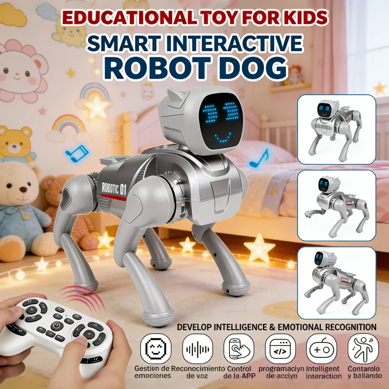 Интеллектуальный робот-собака с ИИ, голосовым диалогом, управлением через приложение, программированием, пением и танцами, игрушка для мальчиков, подарок для детей
Интеллектуальный робот-собака с ИИ, голосовым диалогом, управлением через приложение, программированием, пением и танцами, игрушка для мальчиков, подарок для детей