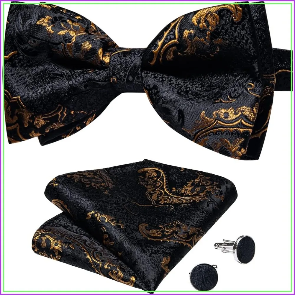 Paisley Pre-Tied Bow Ties for Men Silk Adjustable Bowtie and Pocket Square Cufflinks for Wedding Party
Paisley Pre-Tied Bow Ties for Men Silk Adjustable Bowtie and Pocket Square Cufflinks for Wedding Party