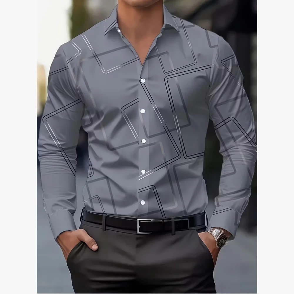 Men's Trendy Geometric Line 3D Pattern Print Long-Sleeved Shirt Business Casual Fashion Design Business Button Long Sleeve Shirt
Men's Trendy Geometric Line 3D Pattern Print Long-Sleeved Shirt Business Casual Fashion Design Business Button Long Sleeve Shirt