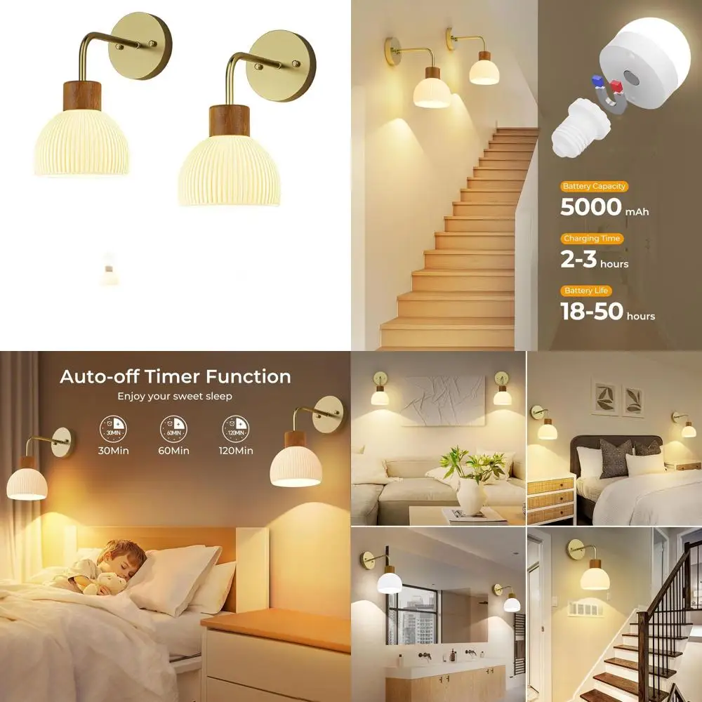 Rechargeable LED Wall Sconces Set, 2-Pack with Remote, 12-Color Dimmable, Timer Feature for Home Decor (Gold)
Rechargeable LED Wall Sconces Set, 2-Pack with Remote, 12-Color Dimmable, Timer Feature for Home Decor (Gold)