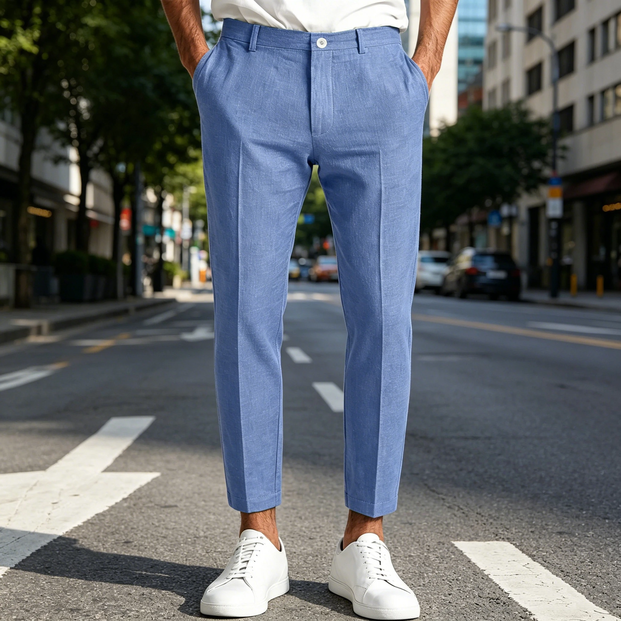 Vintage Men's Linen Blend Pants Slim Fit Formal Business Casual Trousers Lightweight Breathable Streetwear for Spring Summer
Vintage Men's Linen Blend Pants Slim Fit Formal Business Casual Trousers Lightweight Breathable Streetwear for Spring Summer 