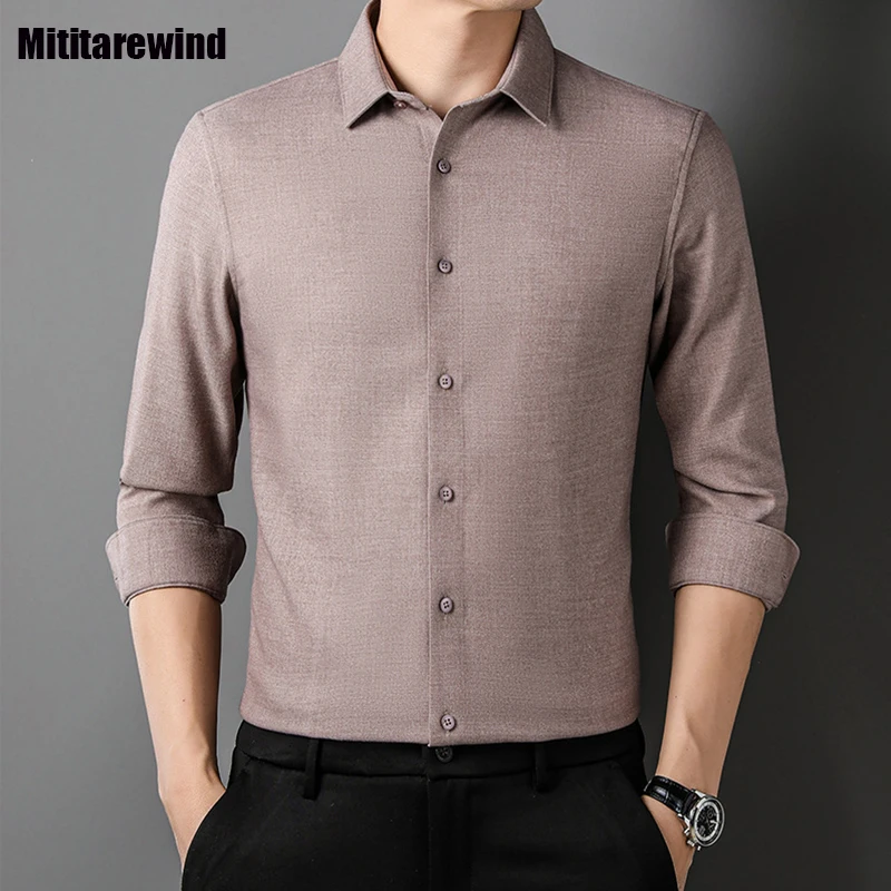 Spring Autumn New Men's Tops with Wool Brand Shirt Business Shirts Solid Slim Long Sleeve Shirt Simple Korean Luxury Clothing
Spring Autumn New Men's Tops with Wool Brand Shirt Business Shirts Solid Slim Long Sleeve Shirt Simple Korean Luxury Clothing
