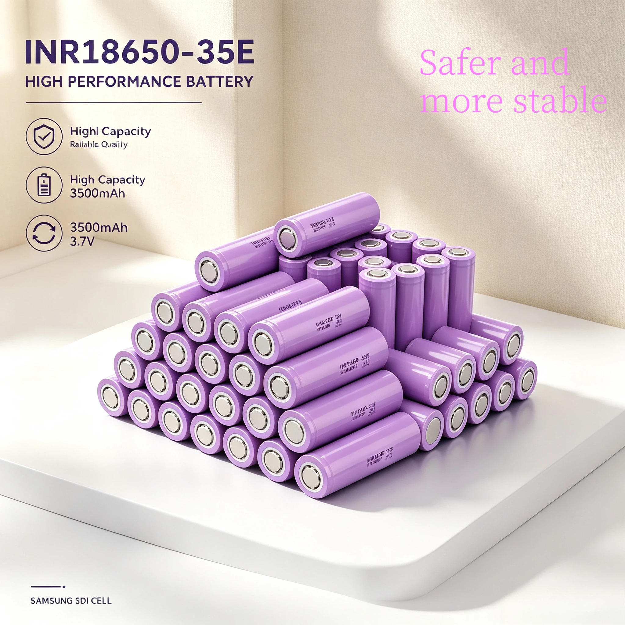 INR18650-35E 18650 Lithium Battery 3.7V 3500mAh 20A Long Cycle For Electric Shears Blower Hand Drill Replacement More secure
INR18650-35E 18650 Lithium Battery 3.7V 3500mAh 20A Long Cycle For Electric Shears Blower Hand Drill Replacement More secure